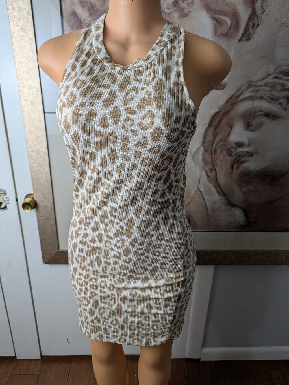 Dual Nature Sleeveless Leopard Print Bodycon Dress Size S